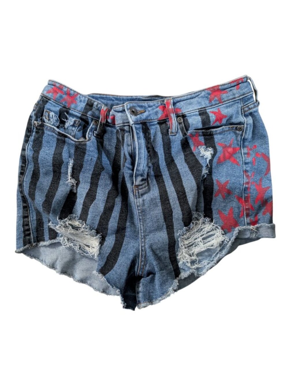Her Universe Birds of Prey Harley Quinn Distressed Denim Shorts Stars Size 7